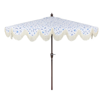 Beverly 9 ft. Designer Classic Scalloped Fringe Half Market Patio Umbrella